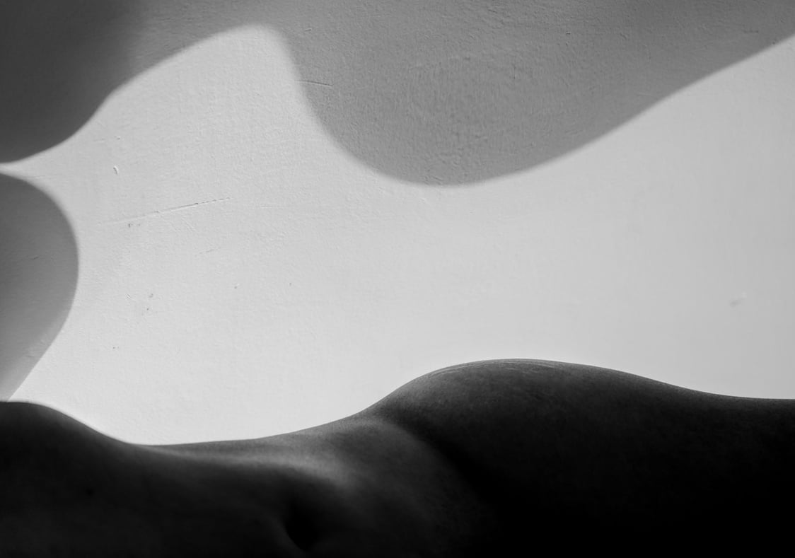 Black and White Shot of Naked Body of Woman